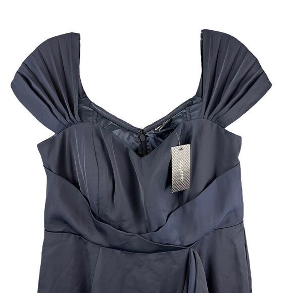 NWT City Chic Navy Blue Hypnotize Off the Shoulder Satin Maxi Dress US 12W - Picture 5 of 10